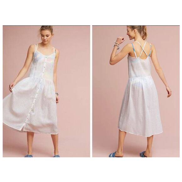 Anthropologie Mara Hoffman Swim Size L Cover Up Sun Dress Drop Waist Midi - Picture 1 of 8